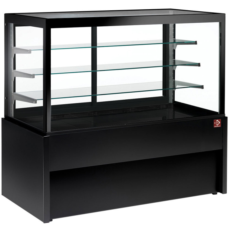 Diamond - Comptoir vitrine panoramique, chauffante, 4 niveaux, sans réserve - NOIR - CB10HT-B9-P