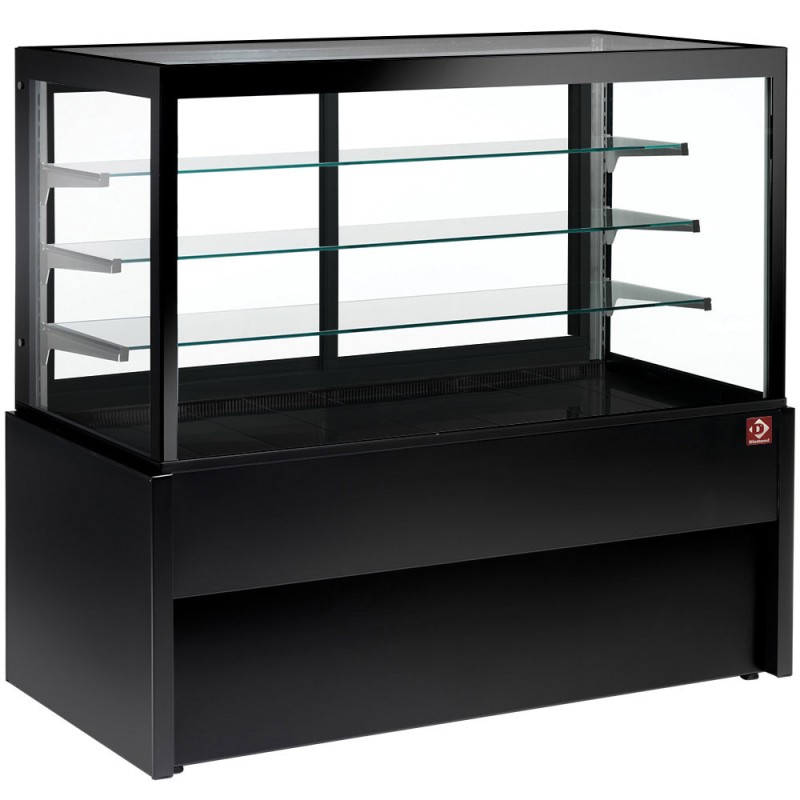 Diamond - Comptoir vitrine panoramique, neutre, 4 niveaux, sans réserve - NOIR - CB10NN-B9-P