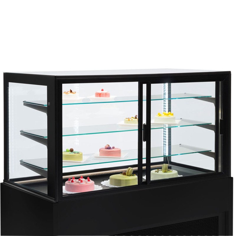 Diamond - Comptoir vitrine panoramique, ventilé, 4 niveaux, sans réserve - NOIR - CB10V-B9/P2