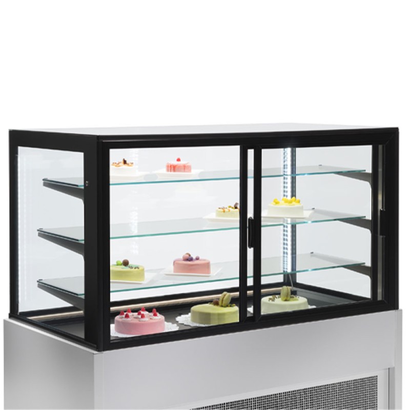 Diamond - Comptoir vitrine panoramique, ventilé, 4 niveaux, sans réserve - GRIS - CB10V-G5/P2