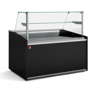 Diamond - Comptoir vitrine ventilé, vitre haute, avec réserve - NOIR - DET/10-AV-B5