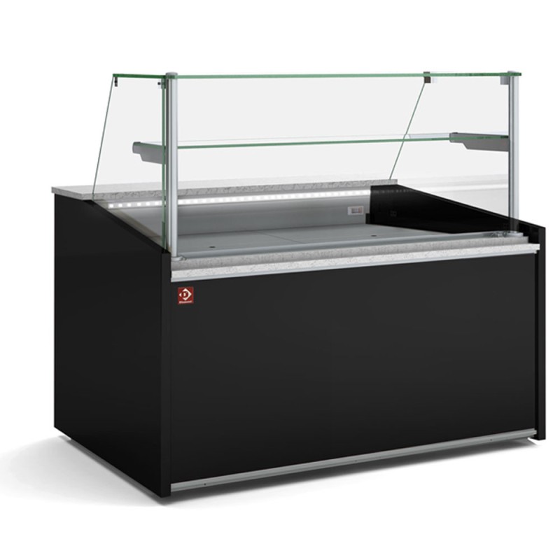 Diamond - Comptoir vitrine ventilé, vitre haute, avec réserve - NOIR - DET/10-AV-B5