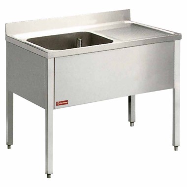 Diamond - Plonge 1 cuve et 1 égouttoir à droite, avec piétement - L1410D-KD