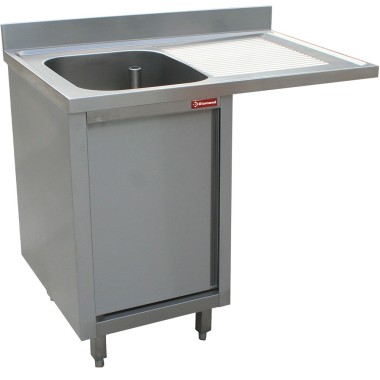 Diamond - Plonge 1 cuve, égouttoir à droite, sur armoire 1 porte battante et espace lave-vaisselle - L1411VD-AS