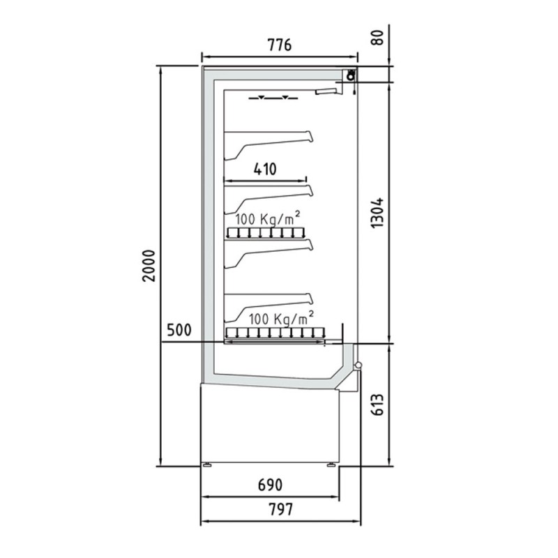 Diamond - Mural réfrigéré, ventilé avec groupe, 2 portes battantes - NIA09/B5-7-PV