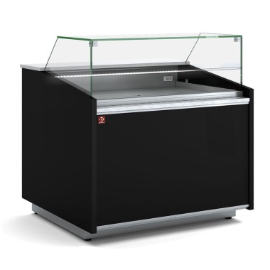 Diamond - Comptoir vitrine neutre, vitre basse, avec réserve neutre - NOIR - VIE/10-BN-B5