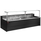 Diamond - Comptoir vitrine réfrigéré à vitre droite 90° sur pistons, ventilé, avec réserve - NOIR - VZ15/B5-VR2