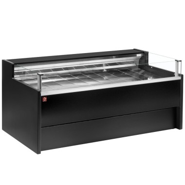 Diamond - Comptoir vitrine réfrigéré à vitre Self-service, ventilé, avec réserve - NOIR - VZ15/B5-VR2/SS