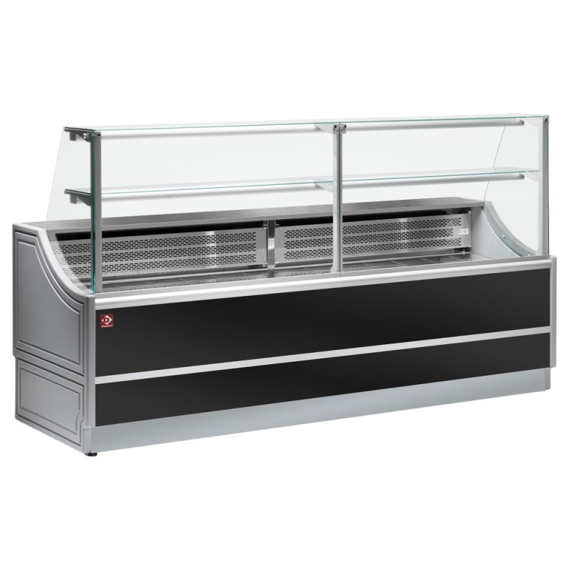 DIAMOND - Comptoir neutre à vitre droite 90° sans réserve - OL104/B2-NN