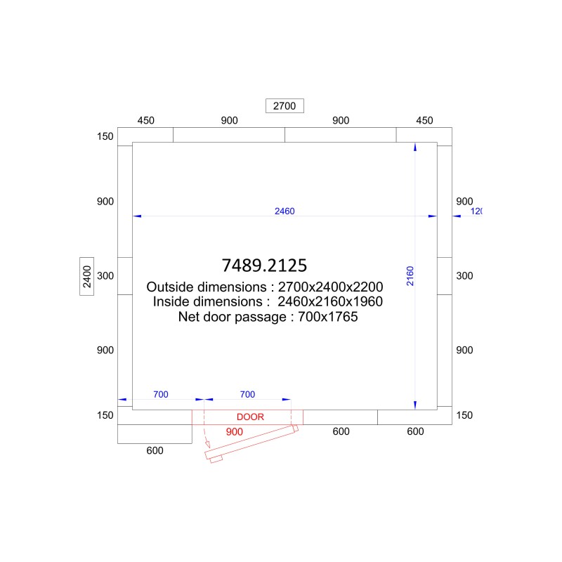 COMBISTEEL - Chambre froide positive/négative 2700x2400x2200 - 120 mm