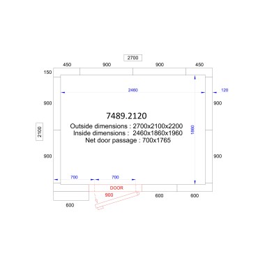 COMBISTEEL - Chambre froide positive/négative 2700x2100x2200 - 120 mm