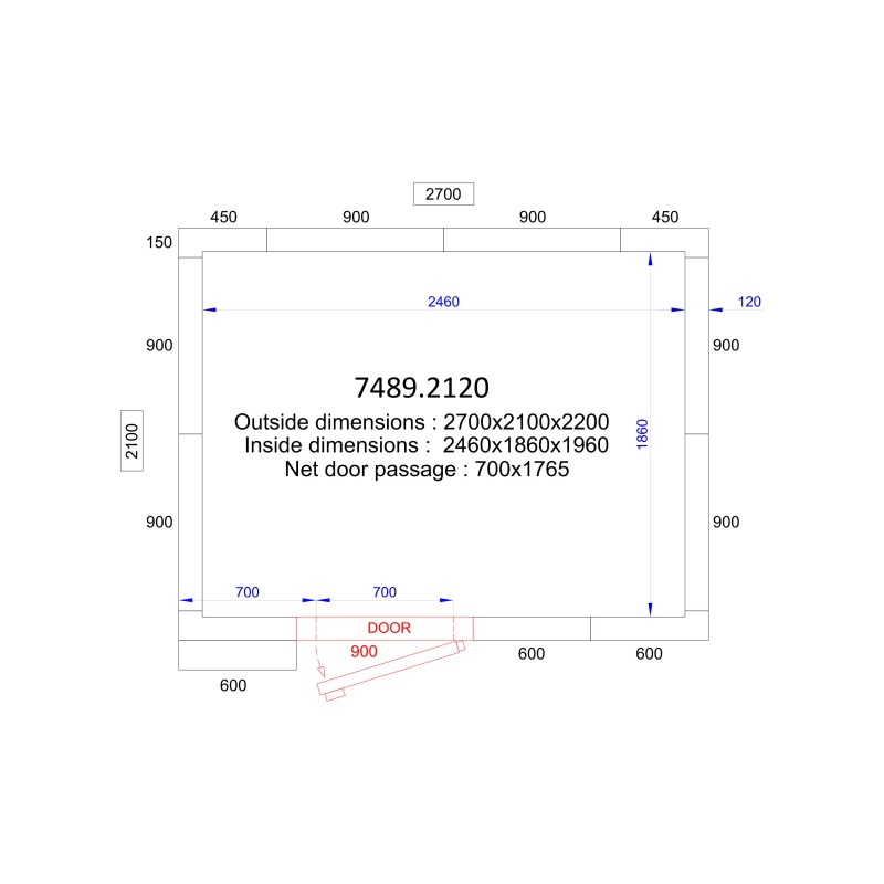 COMBISTEEL - Chambre froide positive/négative 2700x2100x2200 - 120 mm