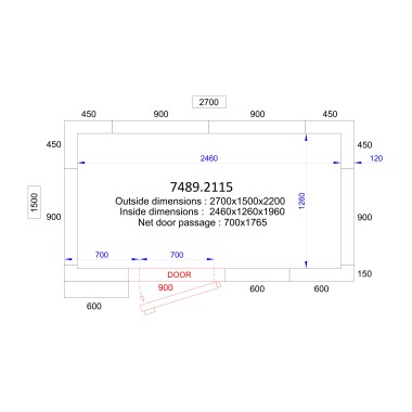 COMBISTEEL - Chambre froide positive/négative 2700x1500x2200 - 120 mm