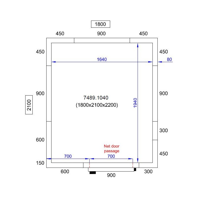 COMBISTEEL - Chambre froide positive/negative 1800x2100x2200