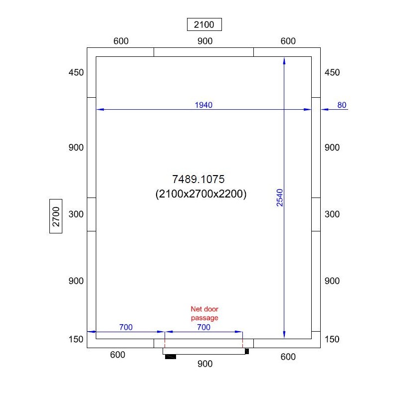COMBISTEEL - Chambre froide positive/negative 2100x2700x2200