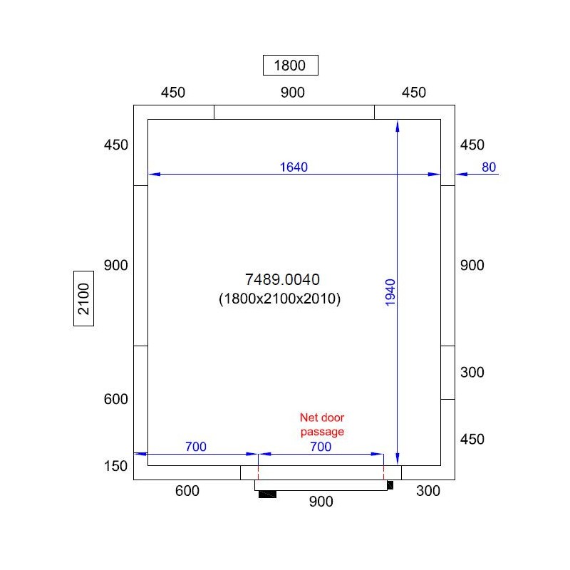 COMBISTEEL - Chambre froide avec groupe négatif 1800x2100x2010