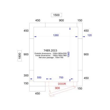 COMBISTEEL - Chambre froide positive/negative 1500x1800x2200 - 120 mm