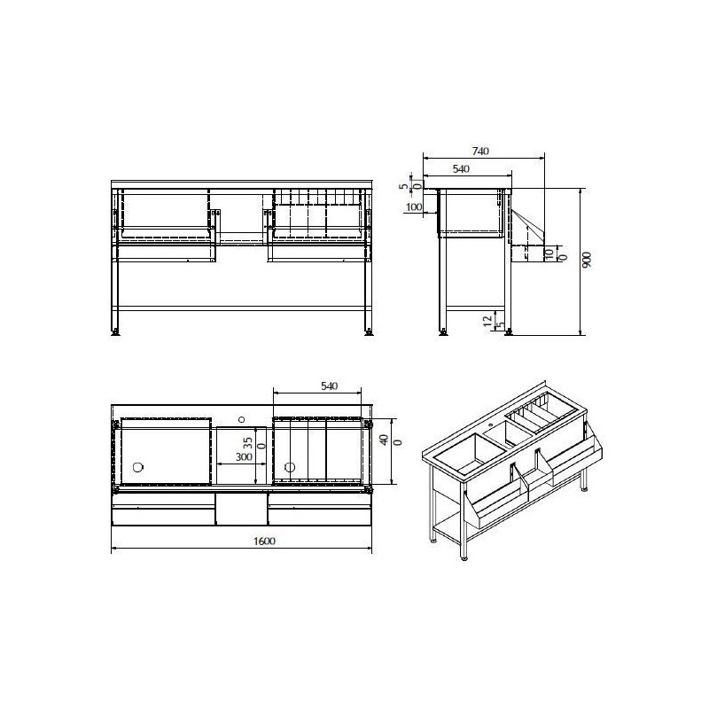Combisteel - Bar à cocktails en inox - 1600 mm