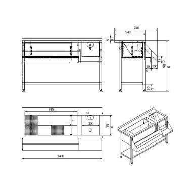 Combisteel - Bar à cocktails en inox - 1400 mm