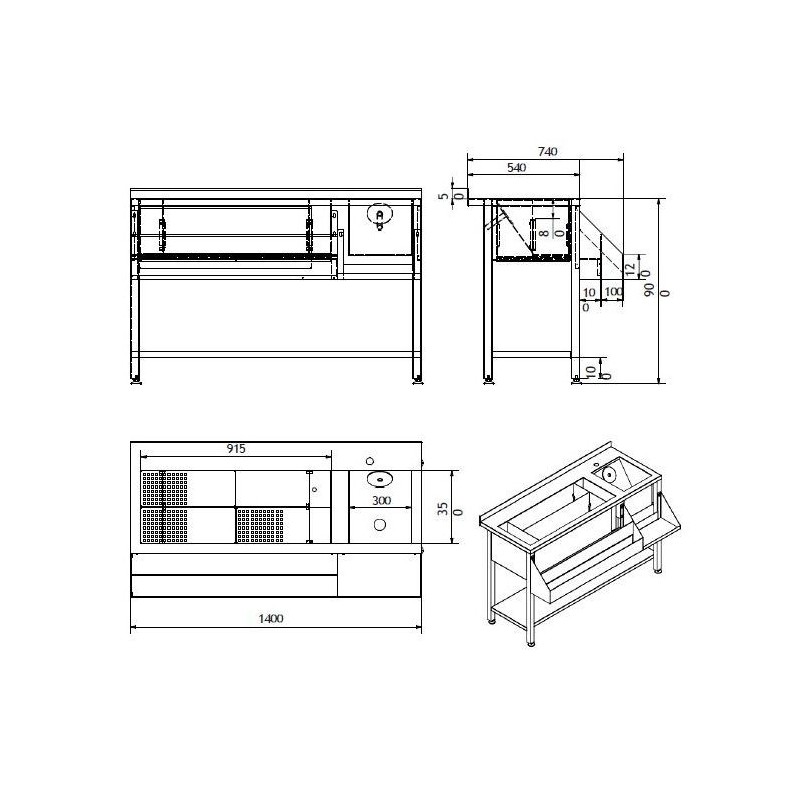 Combisteel - Bar à cocktails en inox - 1400 mm