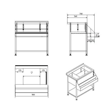 Combisteel - Bar à cocktails sans évier - 900 mm