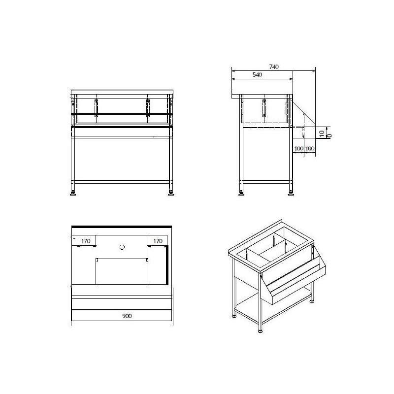 Combisteel - Bar à cocktails sans évier - 900 mm