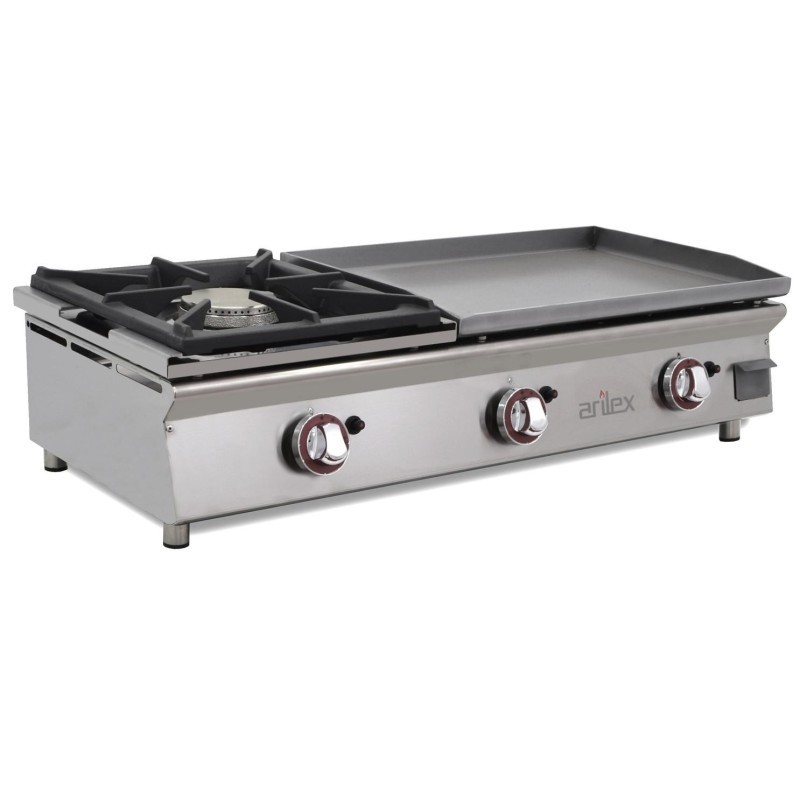Plancha à gaz 60 cm en acier de 15 mm + brûleur 6 kW - Arilex