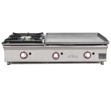 Plancha à gaz 60 cm en acier de 15 mm + brûleur 6 kW - Arilex