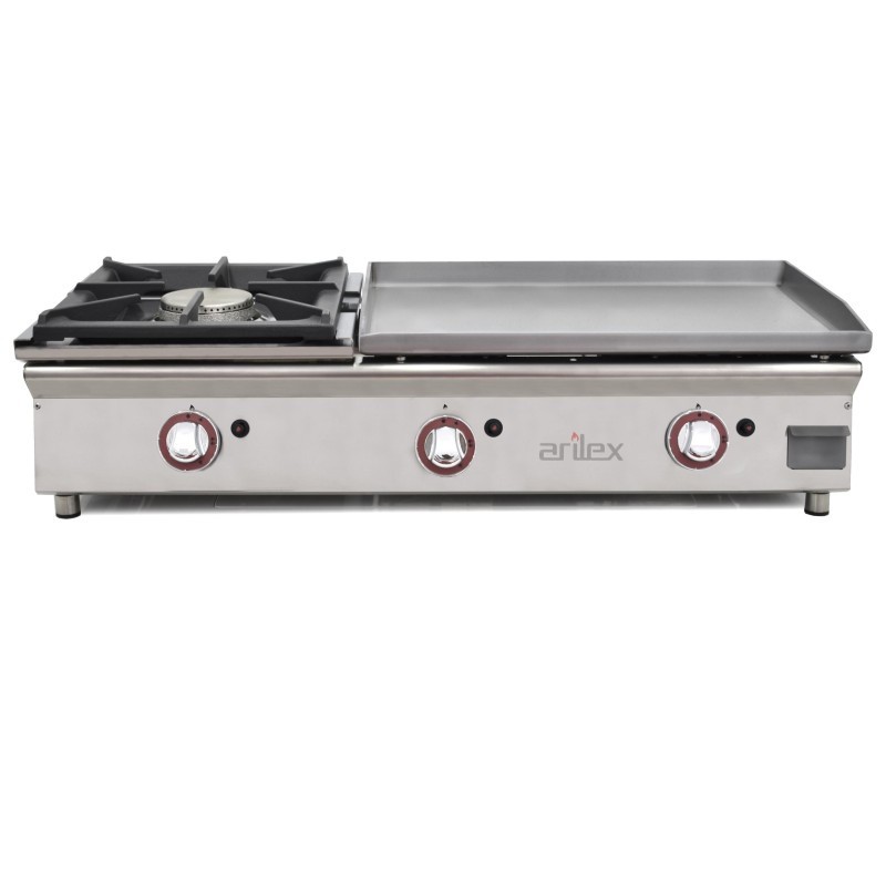 Plancha à gaz 60 cm en acier de 15 mm + brûleur 6 kW - Arilex