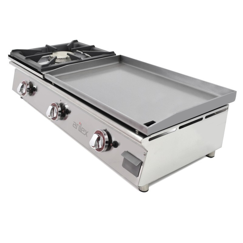Plancha à gaz 60 cm en acier de 15 mm + brûleur 6 kW - Arilex