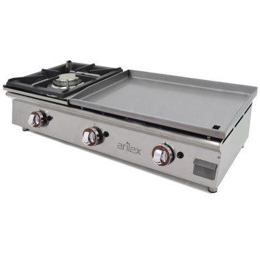 Plancha à gaz 60 cm en acier rectifié 15 mm + brûleur 6 kW - Arilex