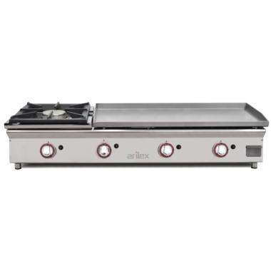 Plancha à gaz 80 cm en acier laminé 6 mm + foyer 6 kW ARILEX avec dimensions 120PGLFN - 120PGLFN