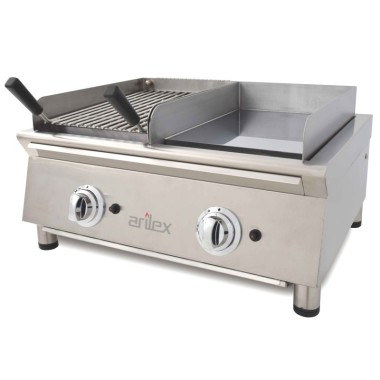 Frytops à gaz 35 cm en acier de 15 mm chrome dur + Barbecue à gaz 35 cm Ligne 600 70FRYGCBN - 70FRYGCBN