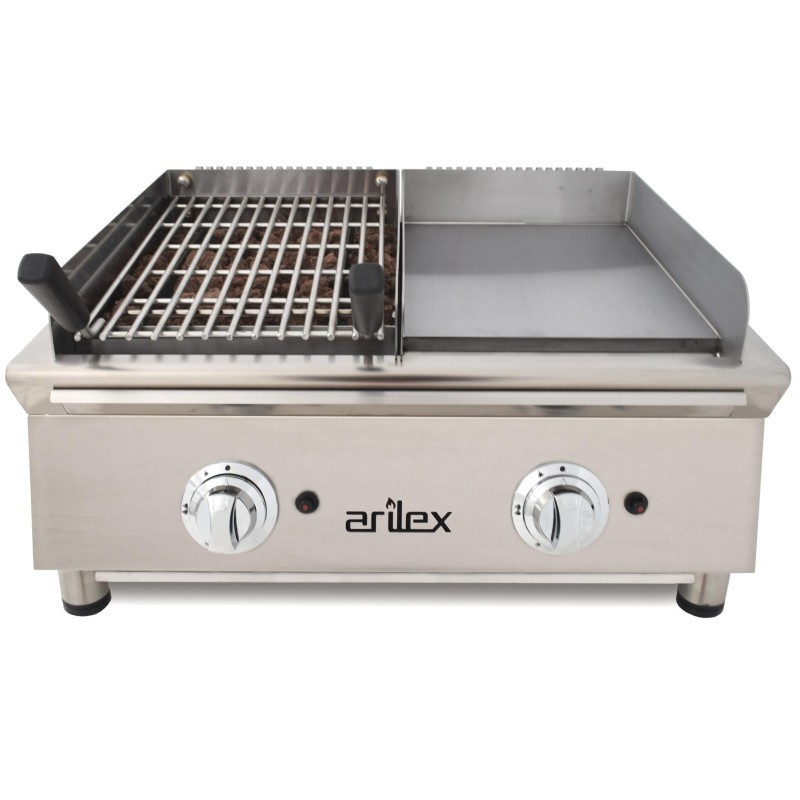 Frytops à gaz 35 cm en acier rectifié de 15 mm + Barbecue à gaz 35 cm Ligne 600 70FRYGRBN - 70FRYGRBN