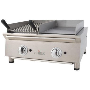 Frytops à gaz 35 cm en acier rectifié de 15 mm + Barbecue à gaz 35 cm Ligne 600 70FRYGRBN - 70FRYGRBN
