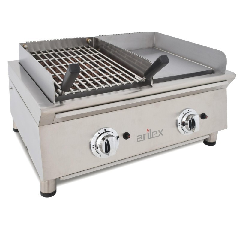 Frytops à gaz 35 cm en acier rectifié de 15 mm + Barbecue à gaz 35 cm Ligne 600 70FRYGRBN - 70FRYGRBN