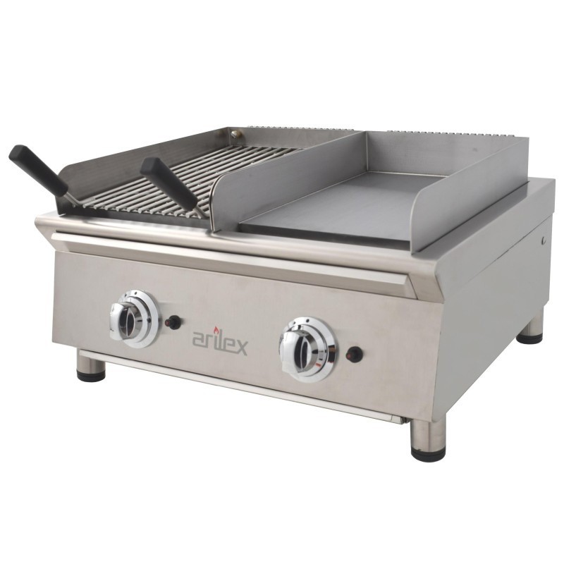 Frytops à gaz 35 cm en acier rectifié de 15 mm + Barbecue à gaz 35 cm Ligne 600 70FRYGRBN - 70FRYGRBN