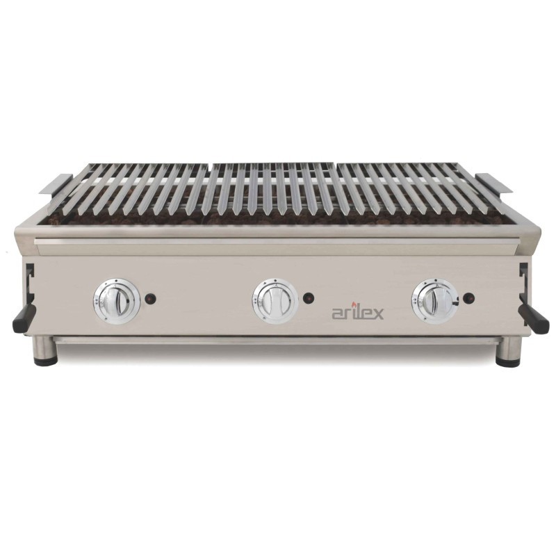 Barbecue à gaz 100 cm pierre volcanique ARILEX avec grille inox réglable en 3 hauteurs 100BAR - 100BAR