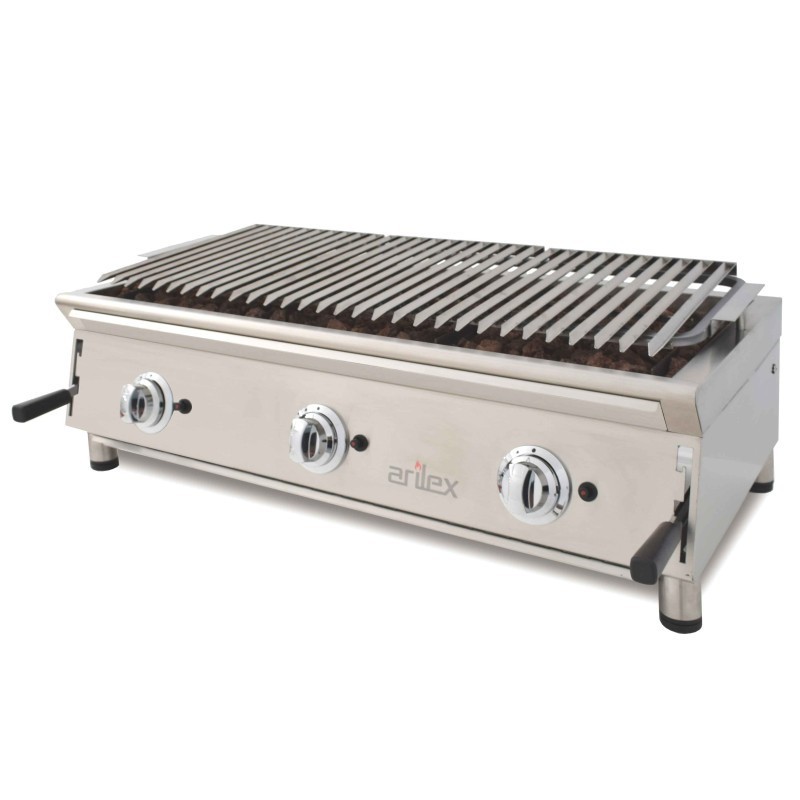 Barbecue à gaz 100 cm pierre volcanique ARILEX avec grille inox réglable en 3 hauteurs 100BAR - 100BAR