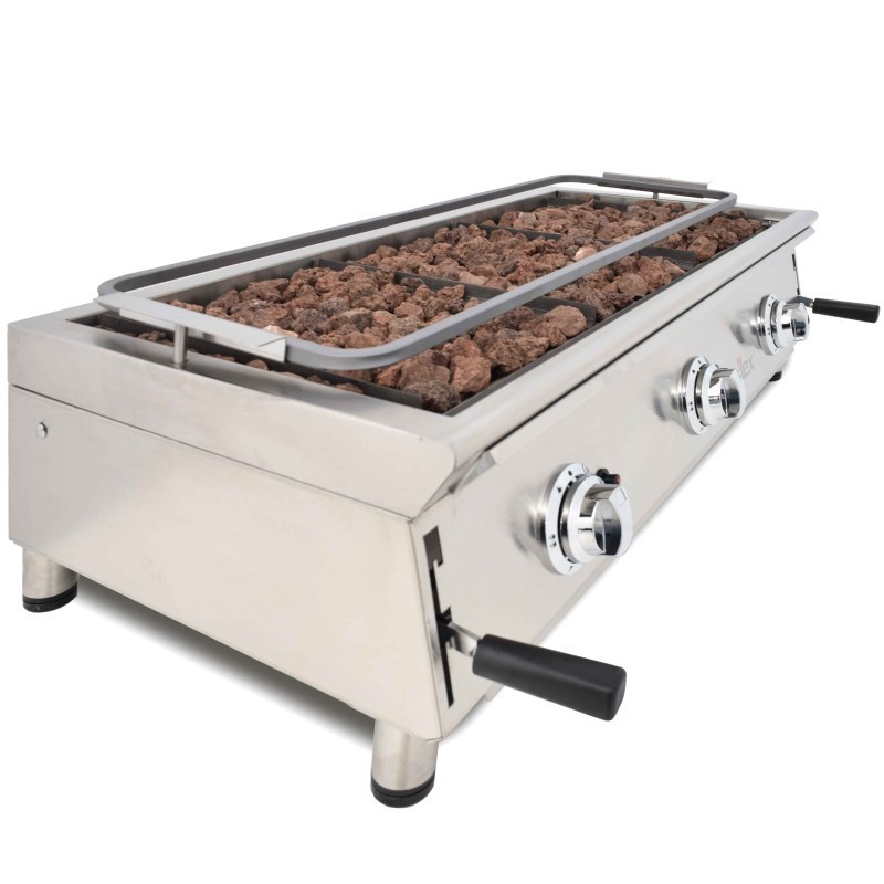 Barbecue à gaz 100 cm pierre volcanique ARILEX avec grille inox réglable en 3 hauteurs 100BAR - 100BAR