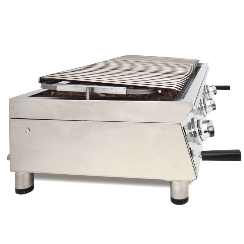 Barbecue à gaz 100 cm pierre volcanique ARILEX avec grille inox réglable en 3 hauteurs 100BAR - 100BAR
