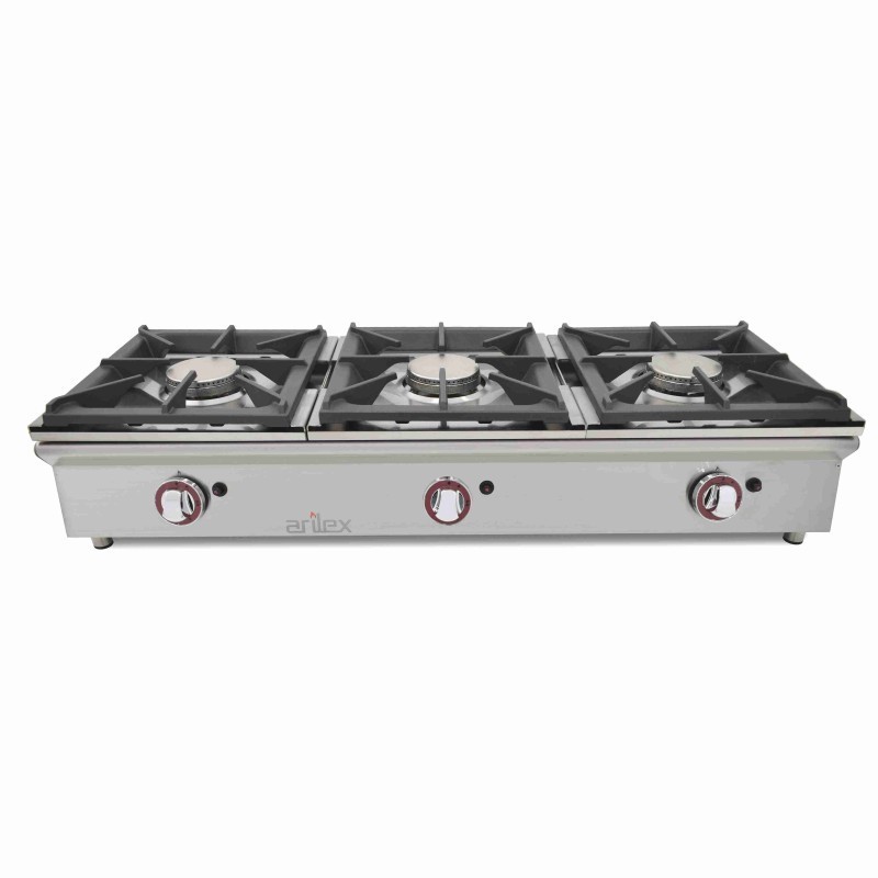 Cuisinière à gaz sur comptoir ARILEX de 3 foyers de 5,8 + 5,8 + 5,8 kW 120CGN - 120CGN