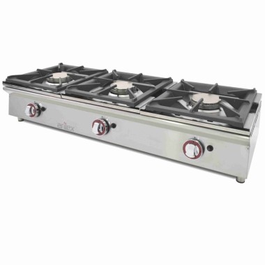 Cuisinière à gaz sur comptoir ARILEX de 3 foyers de 5,8 + 5,8 + 5,8 kW 120CGN - 120CGN