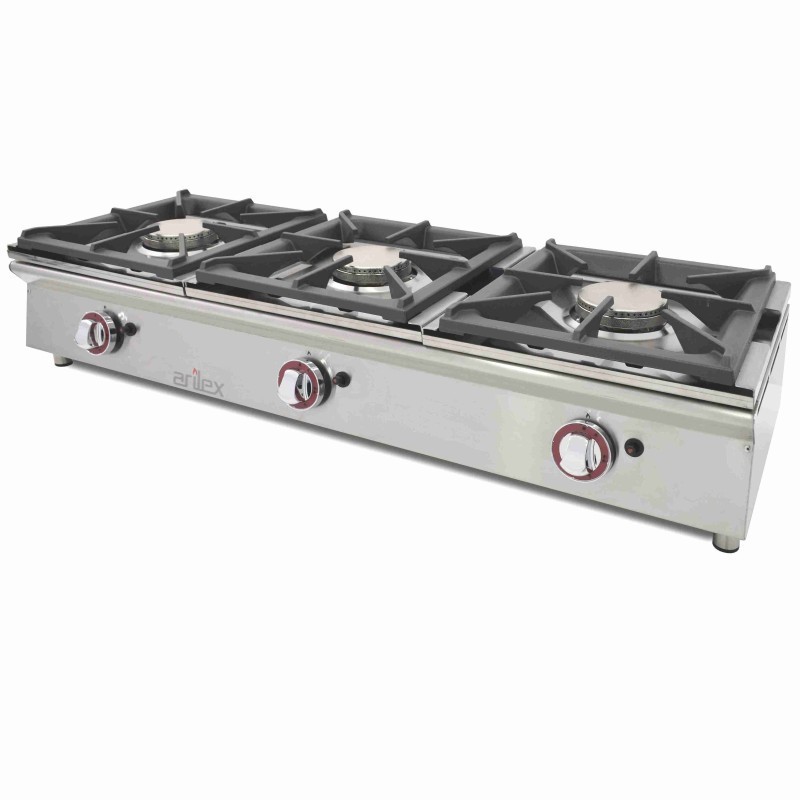 Cuisinière à gaz sur comptoir ARILEX de 3 foyers de 5,8 + 5,8 + 5,8 kW 120CGN - 120CGN