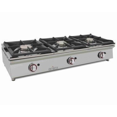 Cuisinière à gaz sur comptoir ARILEX de 3 foyers de 5,8 + 5,8 + 5,8 kW 120CGN - 120CGN