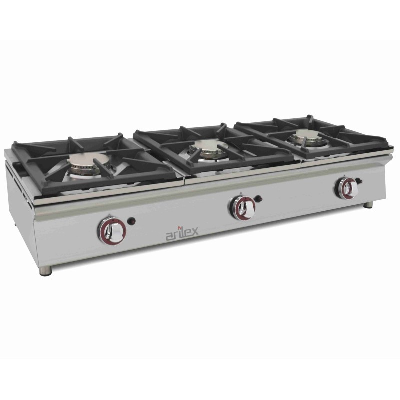 Cuisinière à gaz sur comptoir ARILEX de 3 foyers de 5,8 + 5,8 + 5,8 kW 120CGN - 120CGN