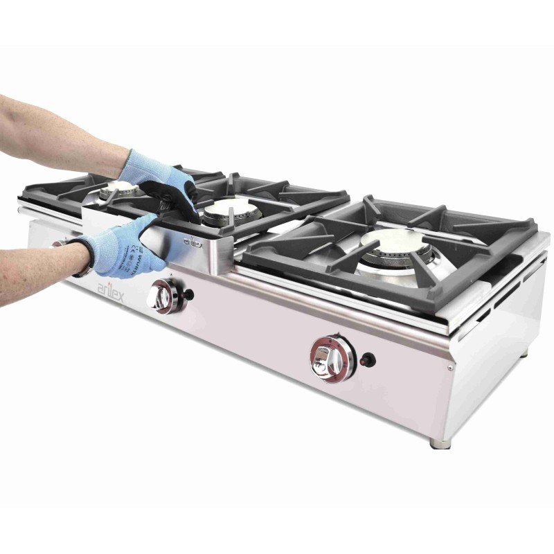 Cuisinière à gaz sur comptoir ARILEX de 3 foyers de 5,8 + 5,8 + 5,8 kW 120CGN - 120CGN