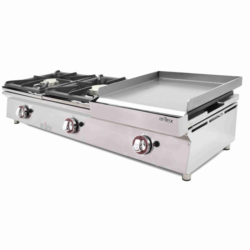 Cuisinière à gaz sur comptoir ARILEX de 3 foyers de 5,8 + 5,8 + 5,8 kW 120CGN - 120CGN