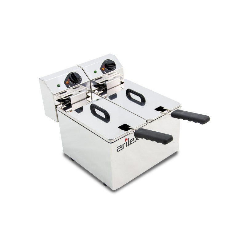 Friteuse électrique EVOLUTION sans robinet, capacité 5 + 5 litres avec puissance 3 + 3 kW monophasée EVO55. - EVO55