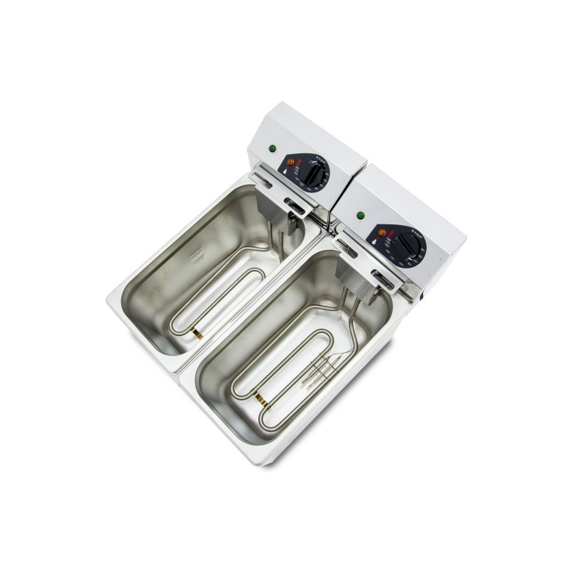 Friteuse électrique EVOLUTION sans robinet, capacité 5 + 5 litres avec puissance 3 + 3 kW monophasée EVO55. - EVO55